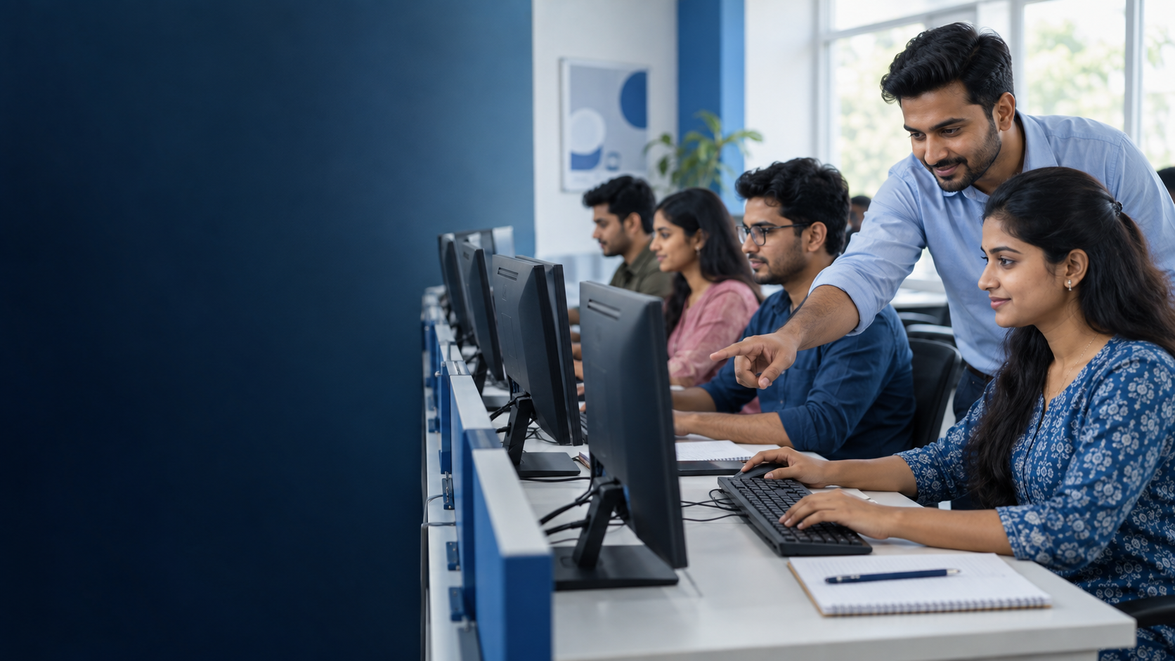 Students learning in a computer lab